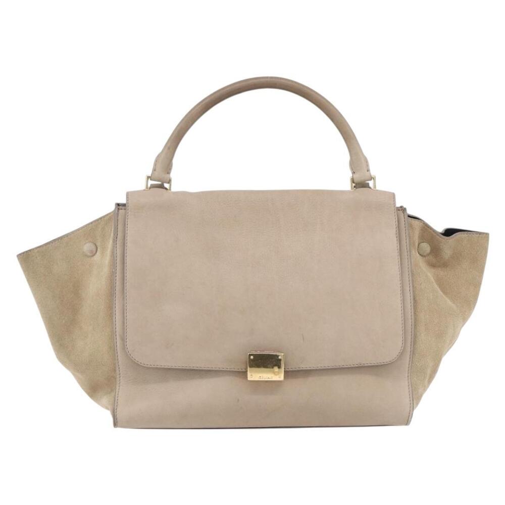 CELINE Trapeze Hand Bag Leather 2way Beige Gold Auth bs30311 - Picture 13 of 16